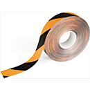 Floor marking tape Durable, two-colour, self-adhesive, 30 m long, black/yellow