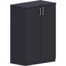 Flügeltürenschrank BEXXSTAR, 3 Ordnerhöhen, Holztüren, H 1155 mm, schwarz