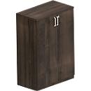Flügeltürenschrank BEXXSTAR, 3 Ordnerhöhen, Holztüren,H 1155 mm, Walnuss-Dekor