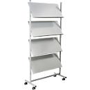 Folderhouder - metaal - verrijdbaar - B 750 x D 360 x H 1570 mm - voor 12 x A4-formaat