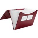 FolderSys fan folder, 12 compartments, A4 size, elastic closure, red