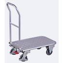 Folding hanger trolley, aluminium/checker plate, aluminium silver, L 900 x W 600 mm, folding with cross brace, TPE castors with EasySTOP, up to 150 kg