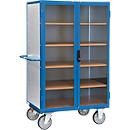 Fourgon Fetra 5792, jusqu'à 750 kg, portes battantes verrouillables avec fenêtre, 4 étagères, pneus TPE, L 1000 x l 680 x H 1475 mm, tôle d'acier