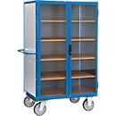 Fourgon Fetra 5793, jusqu'à 750 kg, portes battantes verrouillables avec fenêtre, 4 étagères, pneus TPE, L 1200 x l 780 x H 1475 mm, tôle d'acier