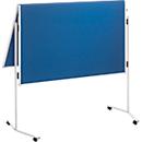Franken ECO presentatiebord, 1200 x 750/1500 mm, opvouwbaar, dubbelzijdig, met wielen, blauw/vilt