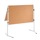 Franken ECO presentatiebord, 1200 x 750/1500 mm, opvouwbaar, dubbelzijdig, met wielen, bruin/kurk