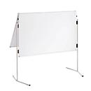 Franken ECO presentatiebord, 1200 x 750/1500 mm, opvouwbaar, dubbelzijdig, met wielen, wit/karton