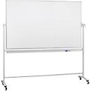 Franken Mobile revolving board, 360° swivel, writable on both sides, with stand and castors, W 1800 x H 1200 mm, lacquered white