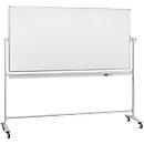 Franken Mobile revolving board, 360° swivel, writable on both sides, with stand and castors, W 2000 x H 1000 mm, lacquered white