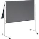 Franken presentatiebord, 1200 x 750/1500 mm, opklapbaar, dubbelzijdig, met wieltjes, grijs/vilt