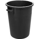 Fût, en polyéthylène PEHD, 100 litres, empilable, avec poignées, noir