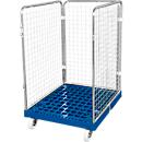 Gaascontainer 3-zijdig, 1020 bruikbare hoogte op kunststof rolcontainer, gentiaanblauw RAL5010