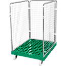 Gaascontainer 3-zijdig, 1020 bruikbare hoogte op kunststof rolcontainer, groen RAL6024