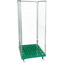 Gaascontainer 3-zijdig, 1600 bruikbare hoogte op kunststof rolcontainer, groen RAL 6024