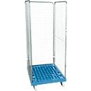Gaascontainer 3-zijdig, 1600 bruikbare hoogte op kunststof rolcontainer, lichtblauw RAL 5012