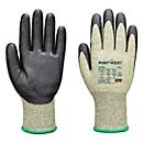 Gants de protection Portwest Arc Grip 13E, protection coupure niveau F, aramide/fibre de verre/coton/néoprène, M, vert/noir, 1 paire
