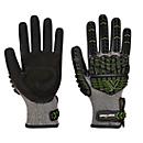 Gants de protection Portwest VHR15, protection coupure niveau F, compatible écran tactile, mousse nitrile/TPR, S, noir-vert, 1 paire