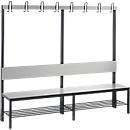 Garderobebank Basic Plus, 1-zijdig, rugleuning, met schoenenrek, onderstel zwartgrijs RAL 7021, B 1960 mm, decor zilvergrijs