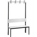 Garderobebank Basic Plus, 1-zijdig, rugleuning, zonder schoenenrek, onderstel zwartgrijs RAL 7021, B 1000 mm, decor wit