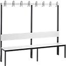 Garderobebank Basic Plus, 1-zijdig, rugleuning, zonder schoenenrek, onderstel zwartgrijs RAL 7021, B 1960 mm, decor wit