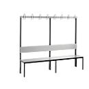Garderobebank Basic Plus, 1-zijdig, rugleuning, zonder schoenenrek, onderstel zwartgrijs RAL 7021, B 1960 mm, decor zilvergrijs