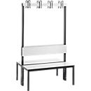 Garderobebank Basic Plus, 2-zijdig, rugleuning, zonder schoenenrek, beenframe zwart-grijs RAL 7021, B 1000 mm, decor wit