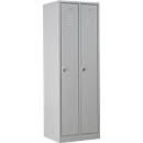 Garderobekast, 2 deuren, B 600 x H 1800 mm, draaigrendel slot, lichtgrijs/lichtgrijs