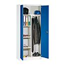 Garderobekast, met middenwand, lichtgrijs/gentiaanblauw