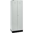 Garderobenschrank - B 630 x T 500 x H 1800 mm - 2 Drehtüren - mit Zylinderschloss - hellgrau/hellgrau - unsere Marke Schäfer Shop Select