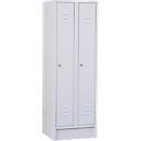 Garderobenschrank mit Sockel, 2 Abteile, Zylinderschloss