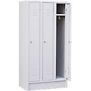 Garderobenschrank mit Sockel, 3 Abteile, Zylinderschloss