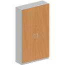 Garderobenschrank TETRIS SOLID, 5 Ordnerhöhen, 1 Fachboden, Kleiderstange, abschließbar, B 1200 x T 412 x H 2143 mm, weißalu/Buche