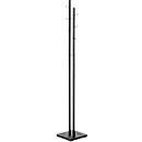 Garderobenständer HAKU, 8 Haken mit jeweils 5 kg Tragkraft, Fußplatte, B 290 x T 290 x H 1760 mm, Stahlrohr pulverbeschichtet/Metall, schwarz