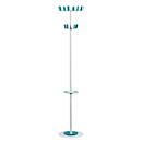 Garderobenständer Paperflow®, 12 Haken, mit Schirmhalter & Tropfmulde, B 350 x T 350 x H 1750 mm, Stahl, weiß-blau
