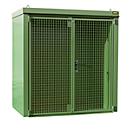 Gasflessencontainer BAUER GFC-B M1, B 1175 x D 2120 x H 2265, voor 28 gasflessen, brandwerend, afsluitbaar, groen