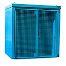 Gasflessencontainer BAUER GFC-B M2, B 1570 x D 2125 x H 2265, voor 35 gasflessen, brandwerend, afsluitbaar, blauw