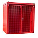 Gasflessencontainer BAUER GFC-B M2, B 1570 x D 2125 x H 2265, voor 35 gasflessen, brandwerend, afsluitbaar, rood