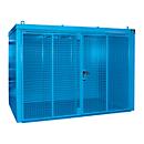 Gasflessencontainer BAUER GFC-B M4, B 1570 x D 3120 x H 2295, voor 60 gasflessen, brandwerend, afsluitbaar, blauw