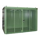 Gasflessencontainer BAUER GFC-B M5, B 2175 x D 3125 x H 2270, voor 96 gasflessen, brandwerend, afsluitbaar, groen