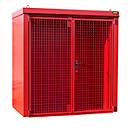 Gasflessenhouder BAUER GFC-B M1, B 1175 x D 2120 x H 2265, voor 28 gasflessen, brandwerend, afsluitbaar, rood