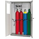 Gasflessenkast G-OD Standaard, dubbele deur, vaste glasuitsparing, 5x 50 l-cilinders, B 1356 x D 400 x H 2149 mm