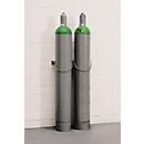 Gasflessenwandhouder, staal, B 560 x D 175 x H 60 mm, 2 flessen Ø 230 mm, met kettingslot