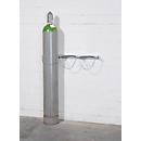 Gasflessenwandhouder, staal, B 840 x D 175 x H 60 mm, 3 flessen Ø 230 mm, met kettingslot