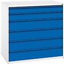 Gaveta série Verso, 6 gavetas, H 1000 x W 1050 mm, opcional com fechadura