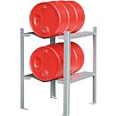 Gebinderegal für Auffangwannen, 2 x 60 l Fass
