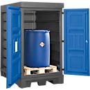 Gefahrstoffdepot asecos, Polyethylen, unterfahrbar, B 1560 x T 1080 x H 1980, für 2 Fässer à 200 l
