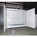 Geïsoleerde rekkenbak BAUER CEH 36-2, staal, dubbele vleugeldeur, B 3850 x D 1500 x H 3550 mm, wit