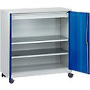 Gereedschapskast, met 4 wielen, 2 legplanken &amp; 1 lade, cilinderslot, B 1000 x D 500 x H 1000 mm, plaatstaal, lichtgrijs/gentiaanblauw