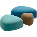 Gestoffeerd meubilair Leyform GOGO Pouf, groot, ovaal, B 1240 x D 1090 x H 440 mm, met glijders, stoffen bekleding, petrol