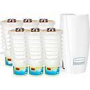 Geurdispenser Rubbermaid TCell 1.0, incl. 6x navulfles, geur Blue Splash, voor maximaal 90 dagen, B 73 x D 74 x H 150 mm, wit